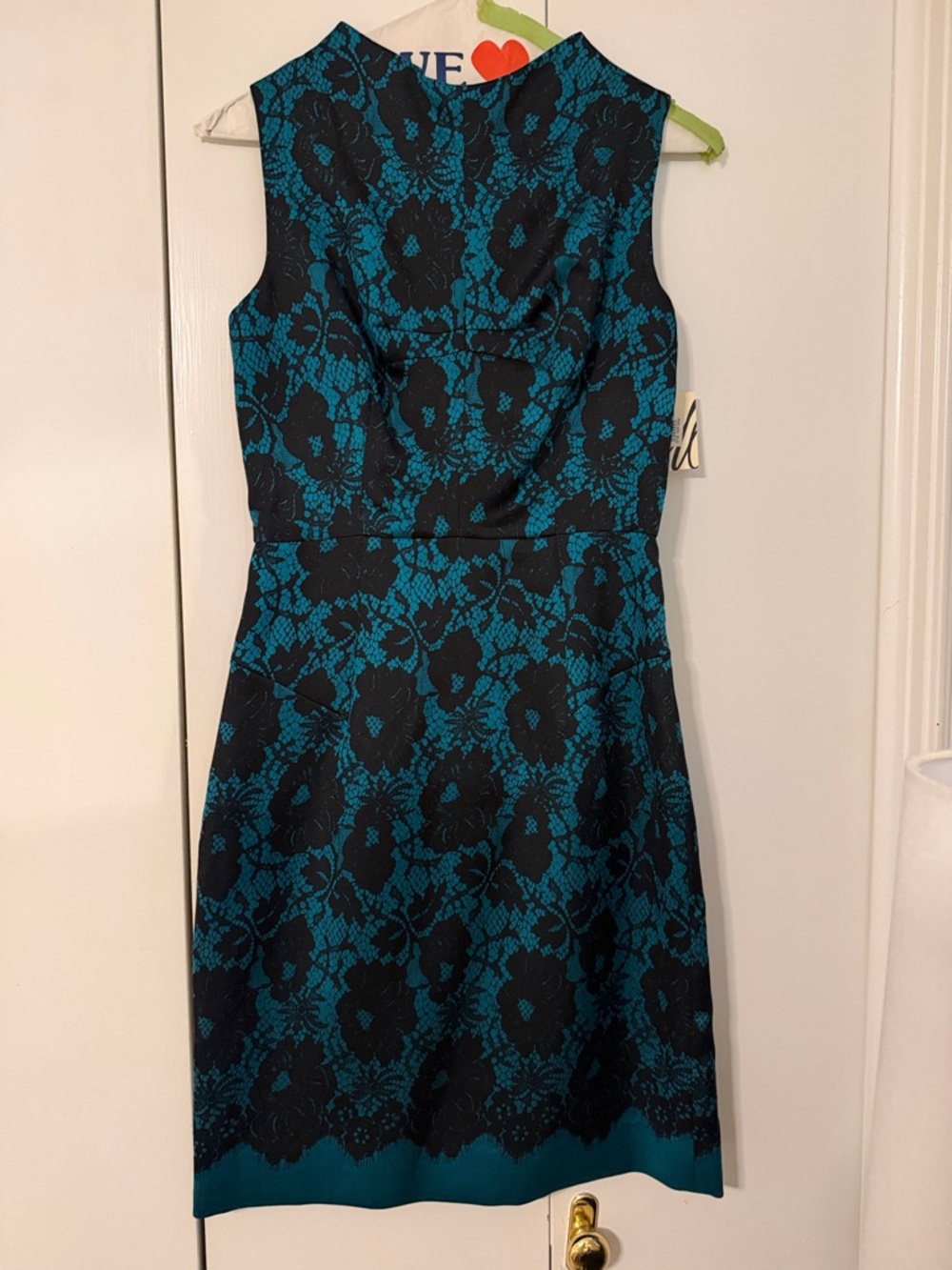 MILLY Teal and Black Lace-Pattern Sheath Dress - Women